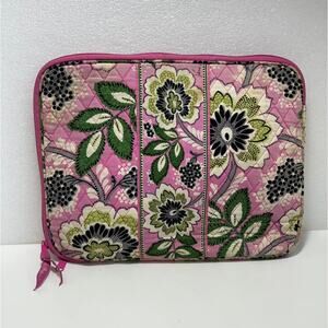 Vera Bradley PRISCILLA PINK Laptop Sleeve Tech Tote Case Zip Around Quilted